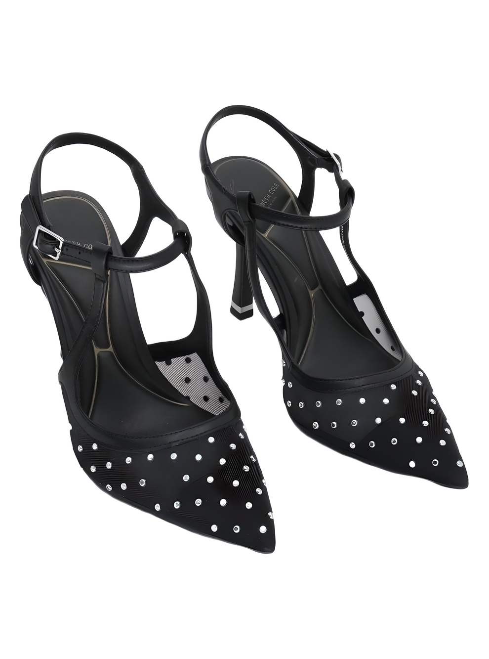 Kenneth Cole New York Womens Black Stud Mesh Slingback Pumps Size 9M